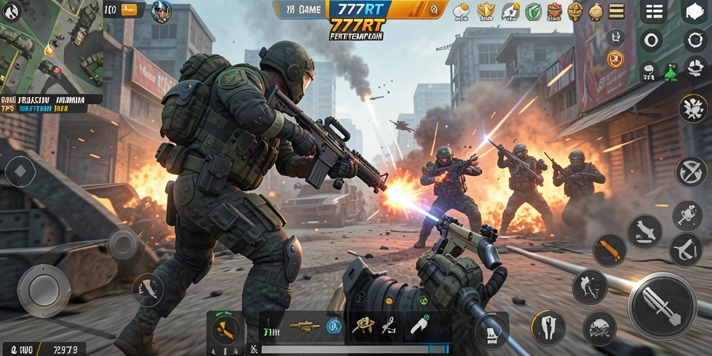 Gameplay seru dalam pertempuran TPS di 777RT.