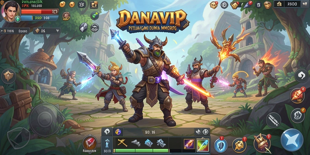 Screenshot menampilkan pemain beraksi dalam dunia MMORPG yang luas.