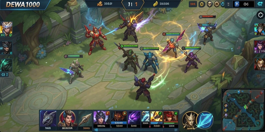 Screenshot gameplay DEWA1000 dalam aksi seru di arena MOBA.