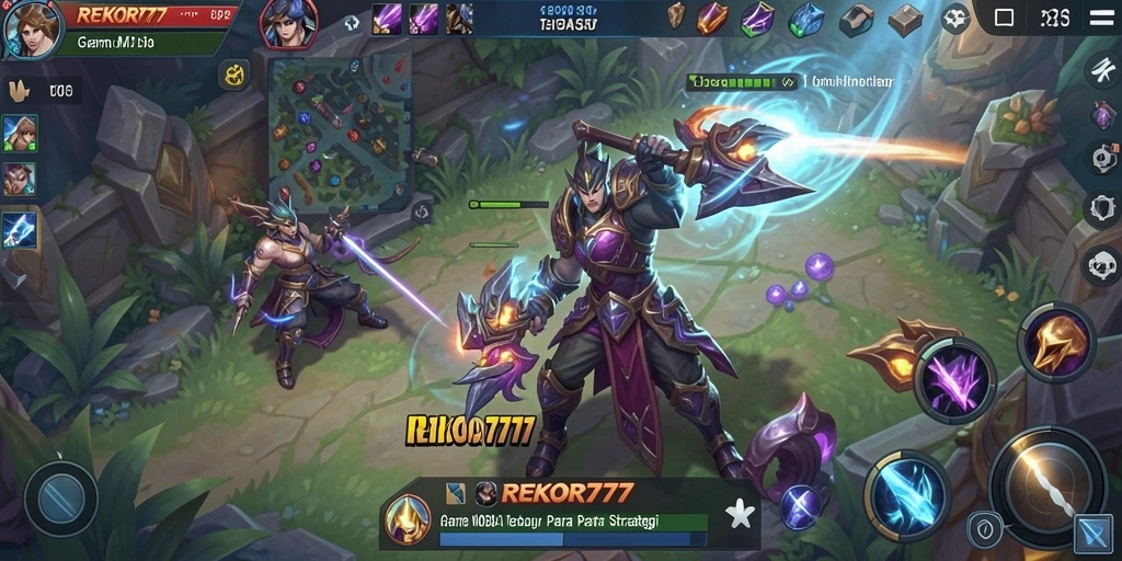 Screenshot gameplay REKOR777 yang menunjukkan aksi seru dalam pertarungan tim.