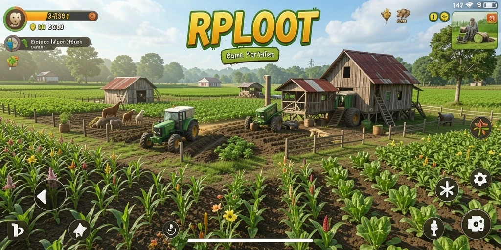 Screenshot utama RPLOOT menampilkan ikhtisar menarik dari kebun dan hewan.